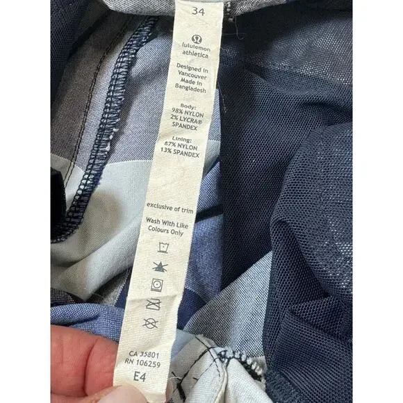 Lululemon Mens Kahuna Shorts size 34 Blue Plaid Check Golf Board Stretch Flat - Picture 6 of 10